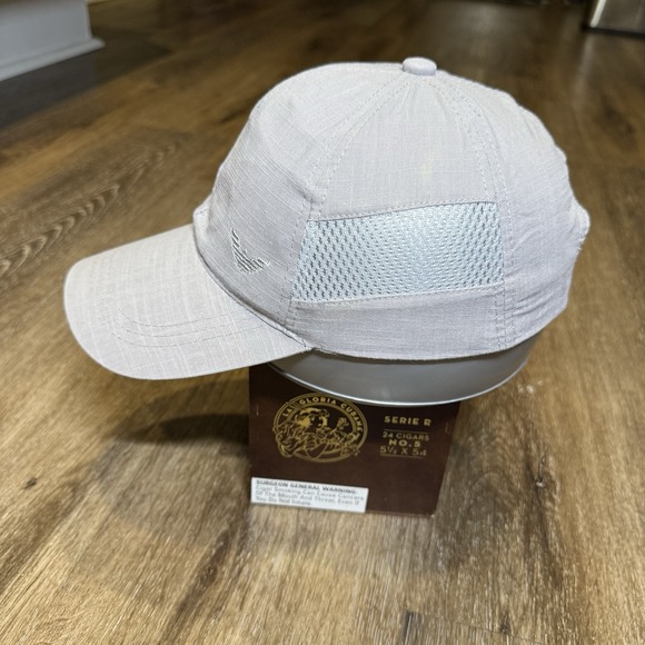 Emporio Armani Running Hat Gray Silver Linen Cotton Blend Golf Pickleball Tennis - Picture 2 of 7